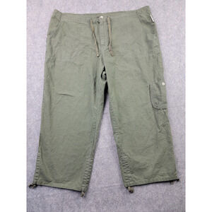 Columbia Pants Womens XL Green Crop Linen Cotton Blend Casual Beach Boho